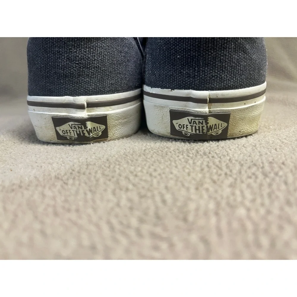 Vans Off The Wall Mens 9 Charcoal Grey Brown‎ Canvas Low Top Skate Shoes
